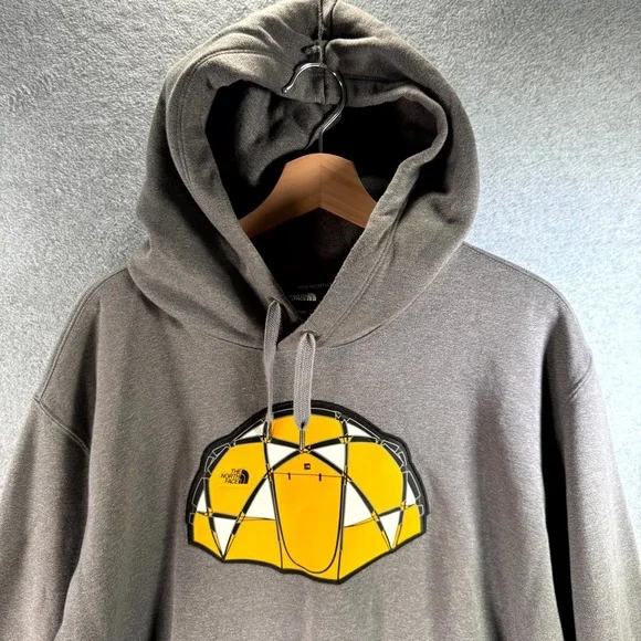 The North Face Geodesic Dome Hoodie Mens 2XL Gray Evolution Tent Graphic Geodome